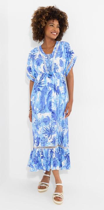 Actual product image Joe Browns Tropical Print Kimono Sleeve Boho Tassel Maxi Dress