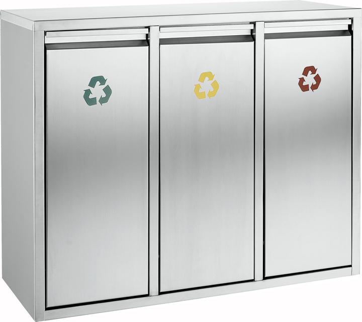 Produktbild ReinigungsBerater Mülltrennsystem Wertstoff-Sortieranlage 3x15 L Edelstahl aus Edelstahl (matt) mit drei Kunststoff-I (45 l)