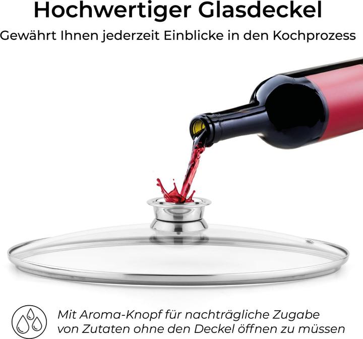 Produktbild KLAMER Edelstahl Bräter mit Deckel 38 cm, backofengeeignet, 8.5L mit 4L Deckelpfanne, für alle Herdarten (38 cm, Bräter + Schmortopf, Edelstahl)