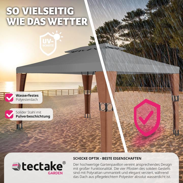 Actual product image tectake Gazebo Mona 3x4m rattan (400 cm, 300 cm)