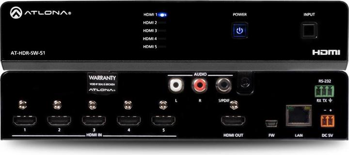 Produktbild Atlona AT-HDR-SW-51 5 x 1 4K/HDR HDMI 2.0b Switcher