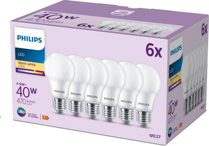 Image du produit Philips Lampe à Led (E27, 4.90 W, 470 lm, 6 x, F)