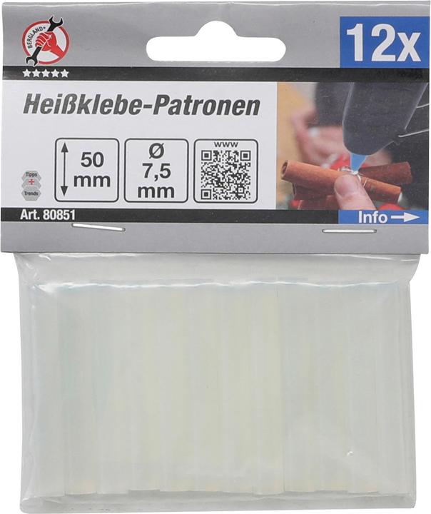 Image du produit BGS Bâtonnets de colle chaude transparent Ø 7,5 mm, 50 mm 12 pièces
