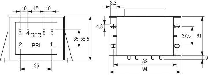 Image du produit Block Transfo pour C.I EI 66/34.7 VCM 50 VA