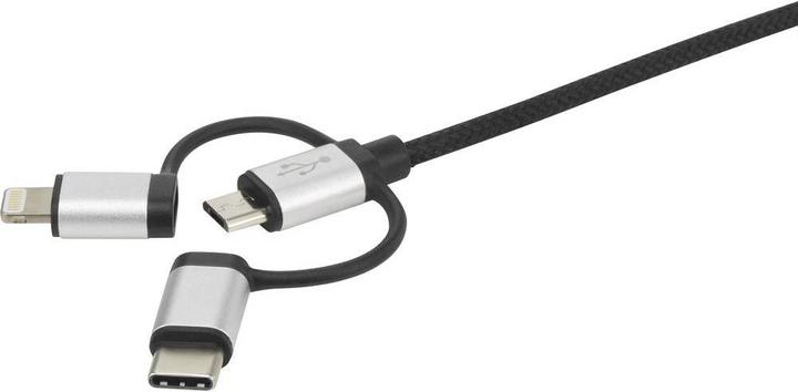 Produktbild Renkforce 3-in-1 Micro-USB/Lightning/USB-C Lade- & Sync-Kabel 1.5 m (1.50 m, USB 2.0, 2.50 W)