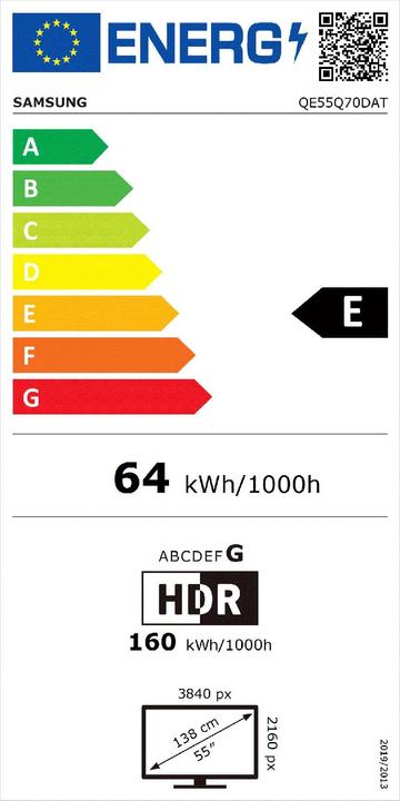 Energy Label Samsung QE55Q70D (55", Q70D, QLED, 4K, 2024)