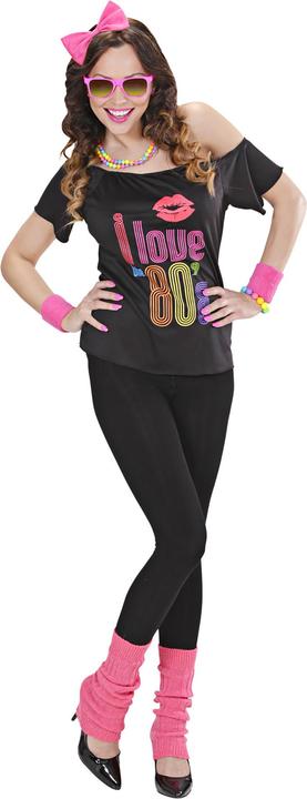 Actual product image Widmann 80's Girl Shirt: With Cuffs And Hair Bow (XL, XXL)