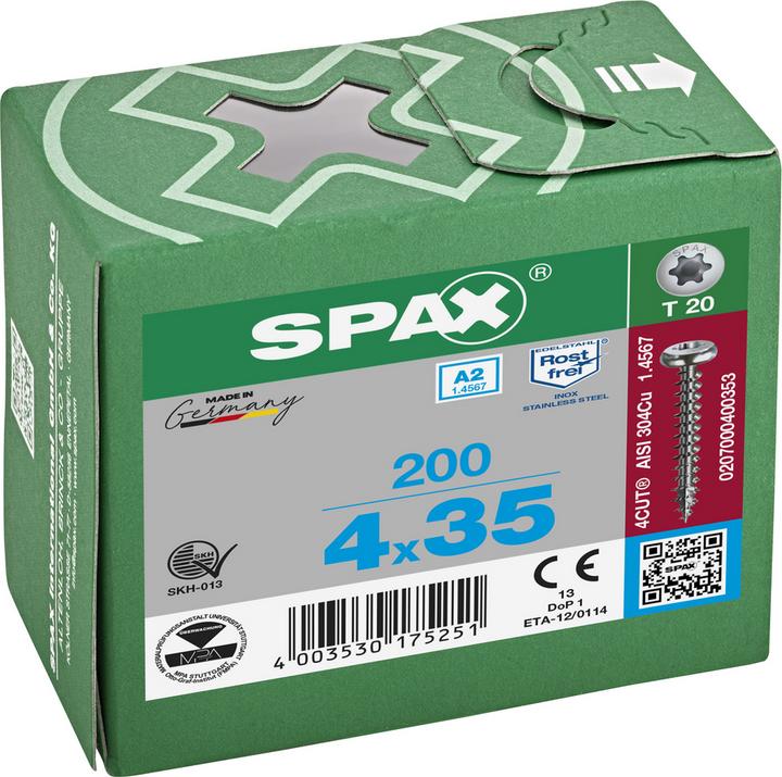 Immagine prodotto Spax Vite R 88093 Ruko con punta/T-STAR VG 4 x 35/30-T20 A 2 (200 Viti per pezzo)