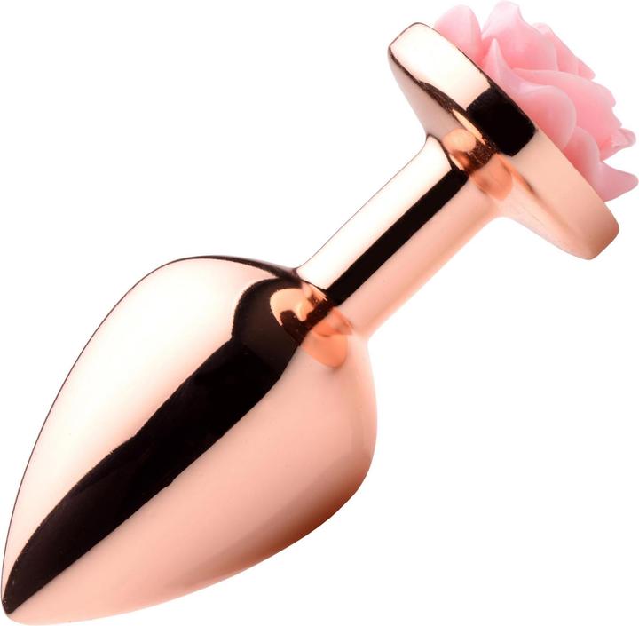 Actual product image XR Brands Pink Rose Butt Plug Rose Gold - Medium