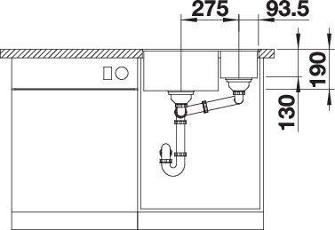Actual product image Blanco Subline 340/160-U (Undermount sink, 46 cm, 55.50 cm)