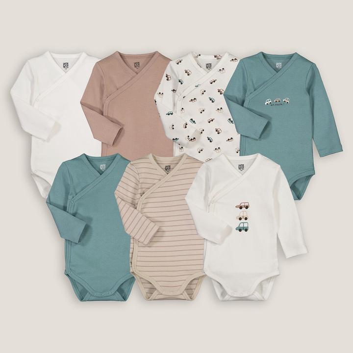 Actual product image La Redoute Collections 7-pack wrap-around bodysuits with long sleeves (54 C)