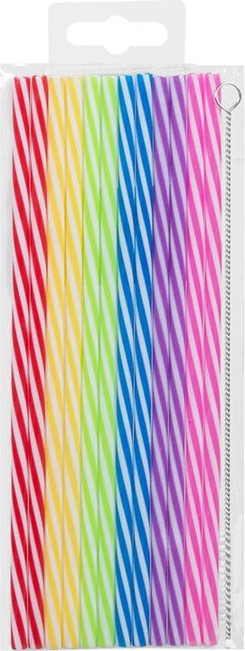 Actual product image Boland 12 reusable straws 6 colours assorted with brush 21cm (12 x)