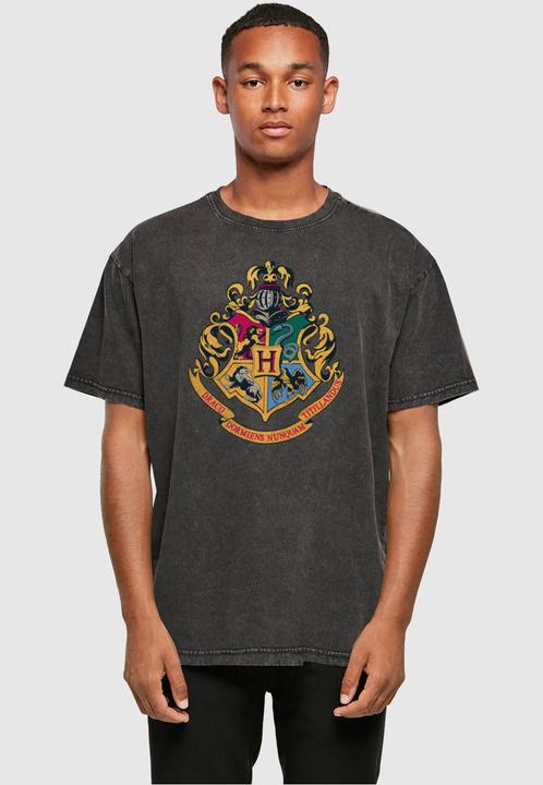 Immagine prodotto Absolute Cult Harry Potter - Maglietta oversize con stemma di Hogwarts lavata con acido color oro - 115283 (M)