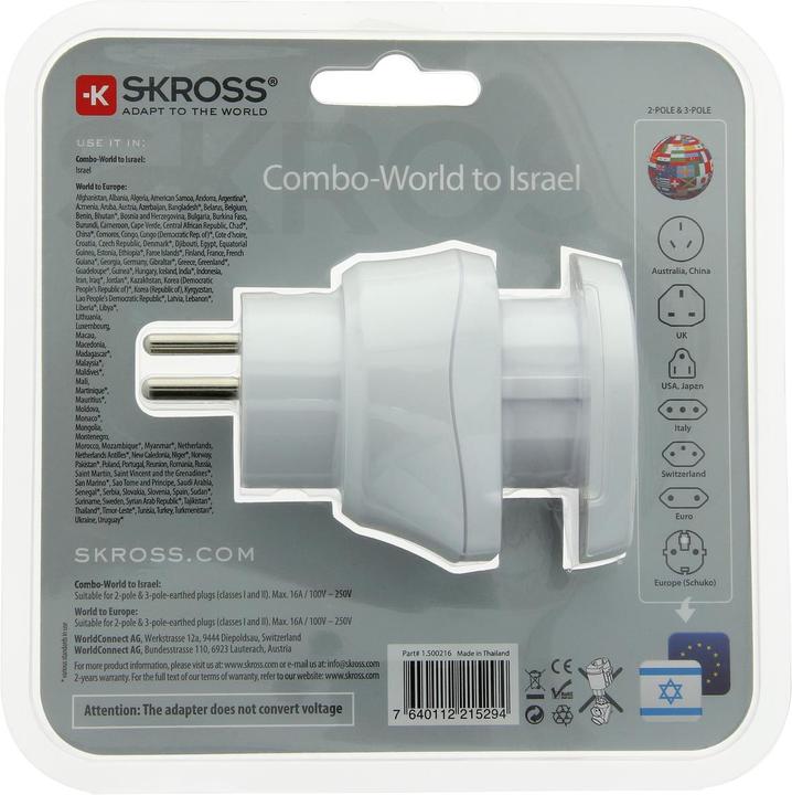 Actual product image Skross World to Israel