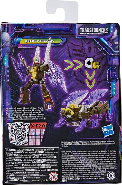 Actual product image Transformers Generations Legacy 14 cm tall deluxe Kickback action figure, for children 8 years and older.