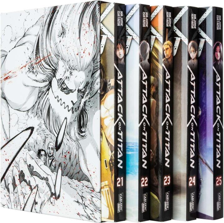 Actual product image Attack on Titan, Bände 21-25 im Sammelschuber mit Extra (German, Hajime Isayama, 2019)