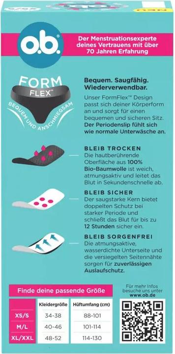 Energie-Label o.b. Periodenslip (XL, XXL)