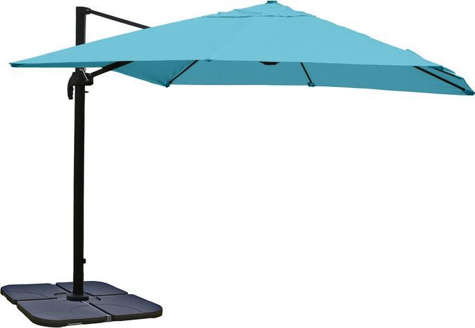 Produktbild Swisshandel24 Gastronomie-Ampelschirm, Sonnenschirm, 3x4m (Ø5m) Polyester/Alu 26kg türkis mit Ständer, drehbar