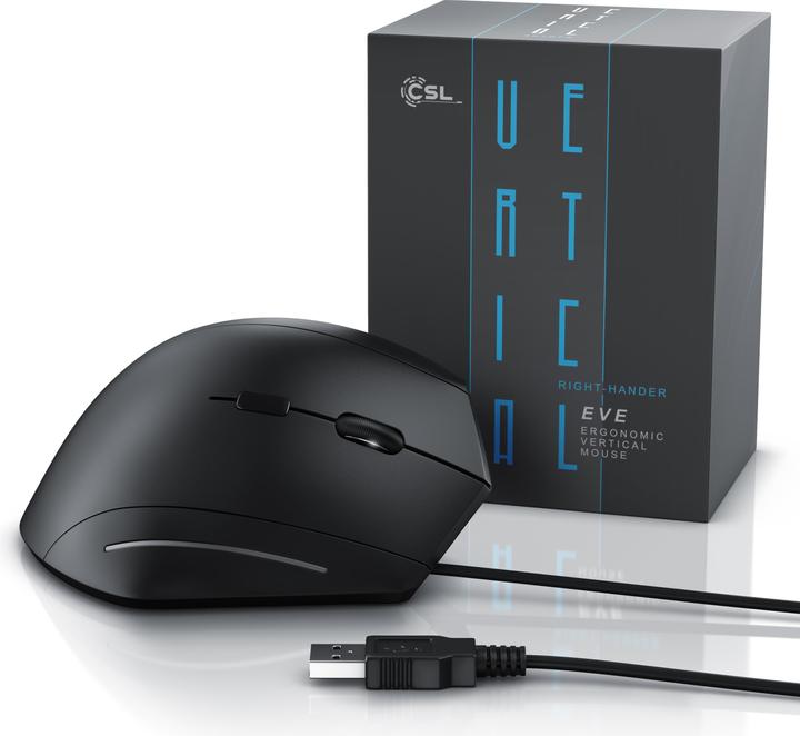Actual product image CSL Vertical USB mouse, wired, ergonomic vertical mouse to prevent mouse/tennis elbow (Cable)