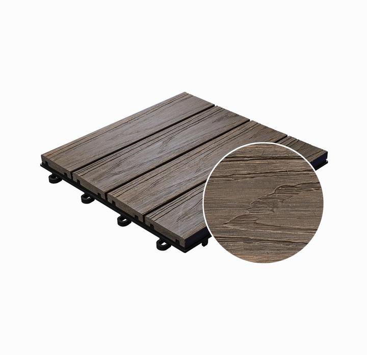 Produktbild Florco Balkon-& Terrassenplatten WPC 3D braun 30 x 30, 6 Stk. (6 x, 30 x 30 cm)