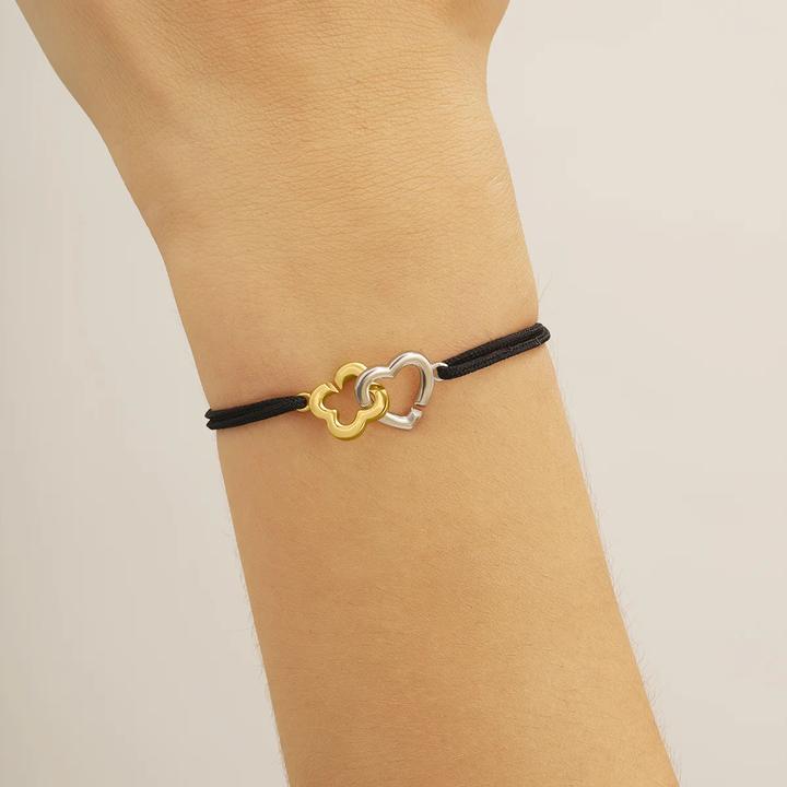 Immagine prodotto Charles Garnier PASSIONE Bracciale con cuore e trifoglio intrecciati in argento e argento dorato (19 cm, Argento e oro)