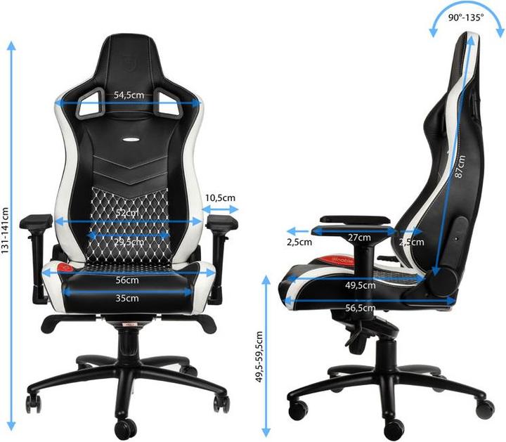 Actual product image noblechairs EPIC gaming chair Genuine leather gaming chair, black-white-red