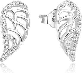 Beneto Charming silver earrings with zircons Angel wings AGUP707L (L)