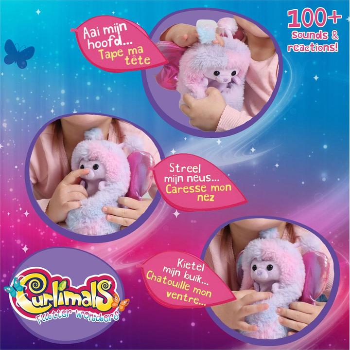 Actual product image Spectron Curlimals Flutter Wonders Pink Interactive plush toy (27 cm)
