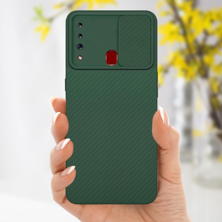 Productafbeelding Cadorabo Hoesje voor Samsung Galaxy A20s in TPU met camerabescherming LM009 Style (Samsung Galaxy A20)