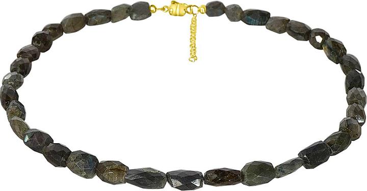 Xen Labradorit - Collier Trommelstein 48 + 5 cm 925 Silber (925 Sterling Silber, 48 cm)