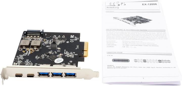 Immagine prodotto Exsys Scheda GmbH USB 3.2 Gen2 PCIe (x2) con 5 porte (connessioni 3A+2C)