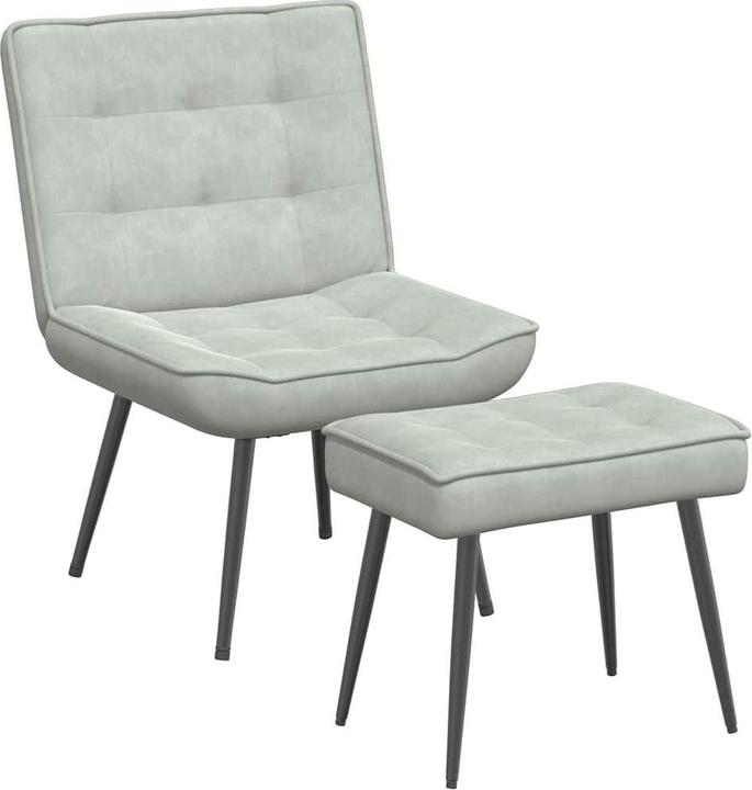 Produktbild VidaXL Relaxsessel mit Hocker Hellgrau Samt Sessel Sessel mit Hocker