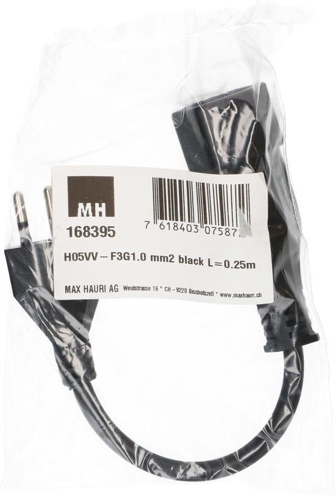 Actual product image Max Hauri TD extension cable H05VV-F3G1.0 (0.25 m, Type 12, Type 13)