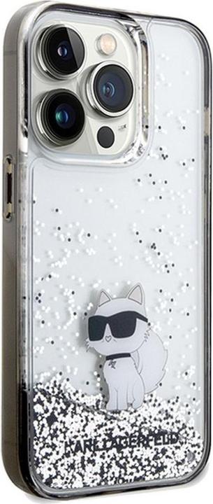 Actual product image Karl Lagerfeld KLHCP14LLKCNSK iPhone 14 Pro 6.1" transparent hardcase Liquid Glitter Choupette (Apple iPhone 14 Pro)