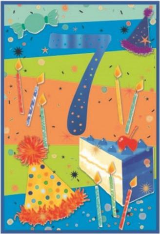 Produktbild Simon Elvin Kuchen Grusskarte 7. Geburtstag 6erPack Karton (6 Stk.)