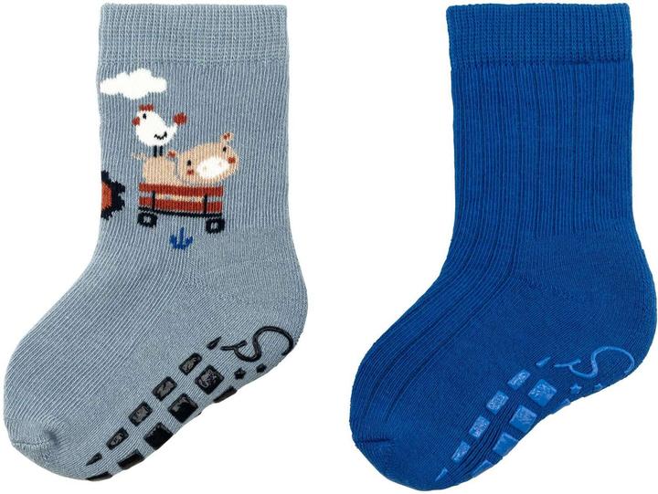 Sterntaler Antirutsch-Socken Traktor 2er Set Blau Gr. 18 (2er Pack, 18)