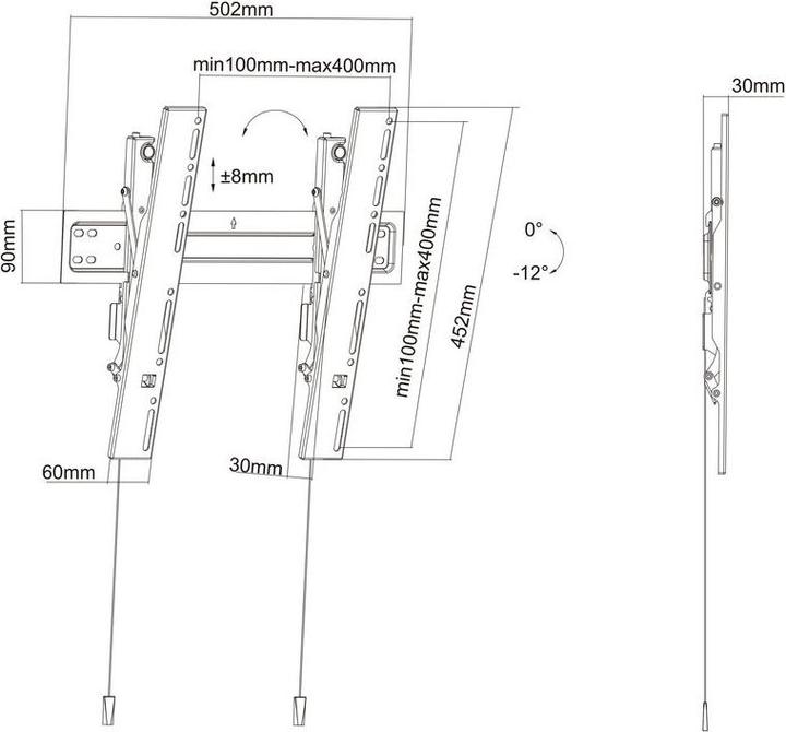 Produktbild Hagor MVW Superslim Tilt 400 (Wand, 55", 35 kg)
