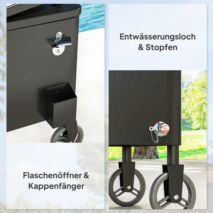 Produktbild Swisshandel24 76L Kühlwagen Servierwagen mit Rädern Flaschenöffner Deckel Griffe Kühlbox (76 l)