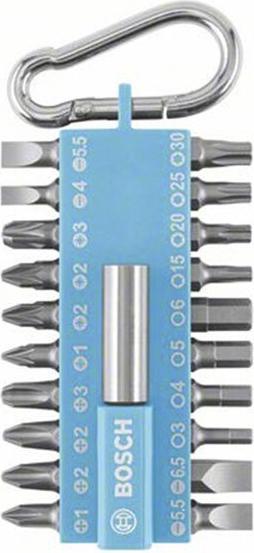 Productafbeelding DIY 21-delige schroevendraaierbitset met karabijnhaak (lichtblauw) (PH2, SL 6,5, HEX4, PZ2, PH1, HEX3, T15, PZ1, T20, PH3, PZ3, SL 5,5, SL4, HEX5, T25, T30, HEX6)