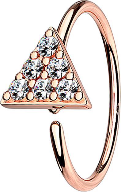 Star Piercing Micro Piercing Ring rosegold Dreieck mit Kristall (Messing)
