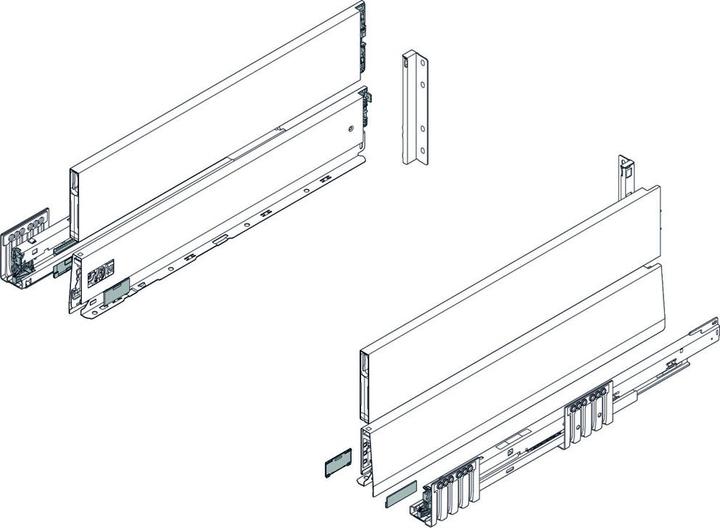 Blum Front drawer complete set Merivobox M/E, with BOXCAP, with body