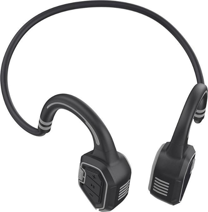 Actual product image A4Tech EVOLVEO BoneSwim MP3 16GB, bluetooth bezdrátová sluchátka s mikrofonem na lícní kosti, šedé (Wireless)