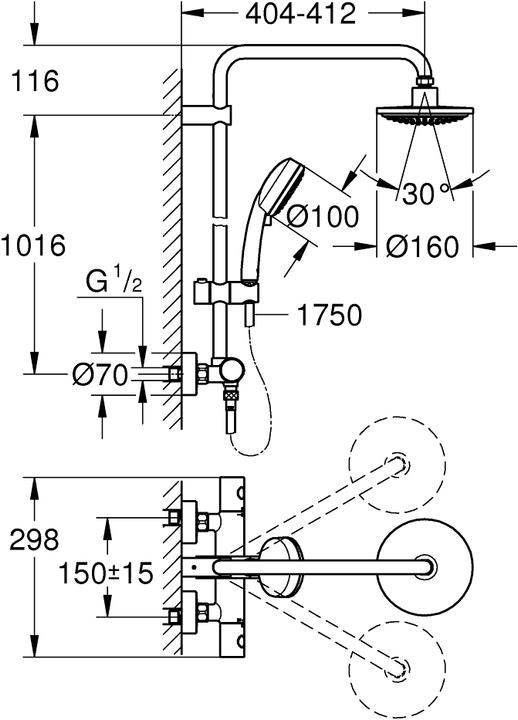 Produktbild Grohe Tempesta Cosmopolitan System 160 Duschsystem