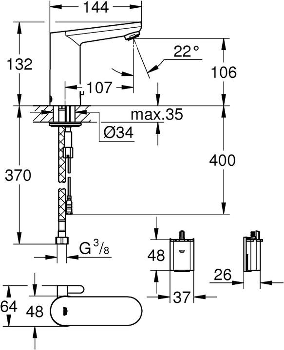 Produktbild Grohe Eurosmart CE Infrarot-Waschtischarmatur mit Temperaturregulierung