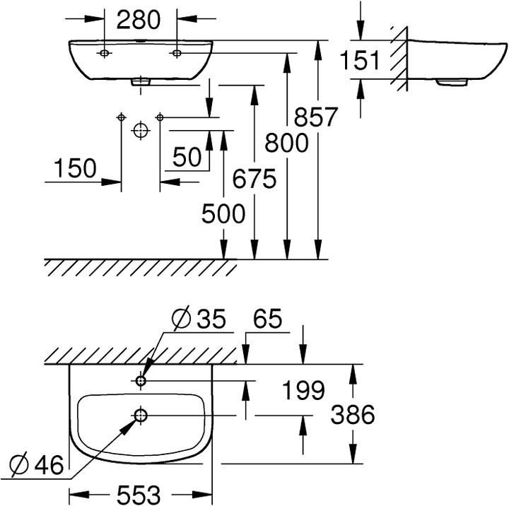 Image du produit Grohe Construction lavabo en céramique (553 mm, 386 mm)