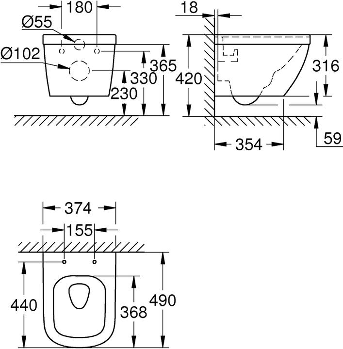Produktbild Grohe Euro Keramik Wand-Tiefspül-WC