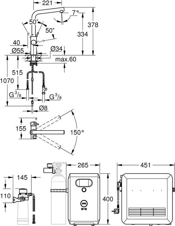 Image du produit Grohe Blue Professional Set d'écoulement en L
