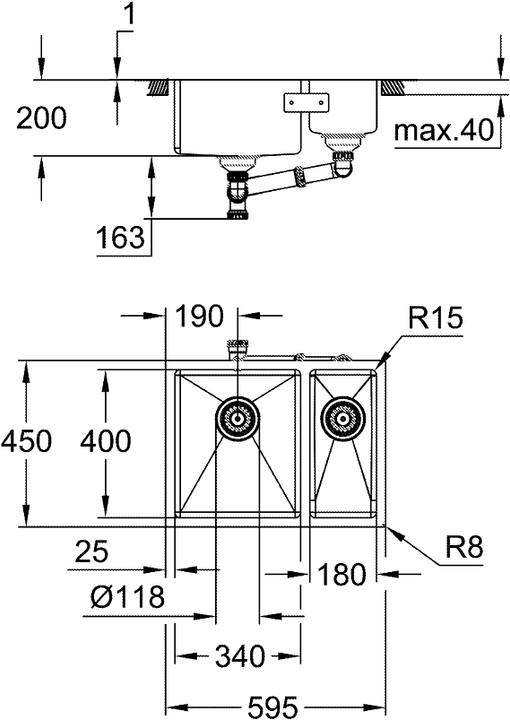 Produktbild Grohe K700 Unterbau Edelstahlspüle (Einbauspüle, 40.20 cm, 54.70 cm)