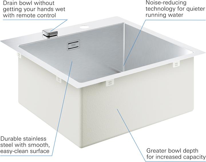 Image du produit Grohe K800 Évier en acier inoxydable (Éviers à poser, 49.50 cm, 50.30 cm)
