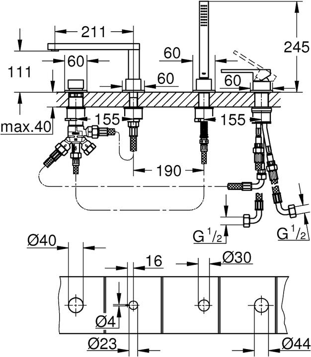 Produktbild Grohe Plus 4-Loch Einhand-Wannenkombination